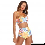 Samtree 2 Piece Swimsuit for Women,Vintage Underwire High Waist Floral Bikini Bathing Suit Orange B07DZZFT9C